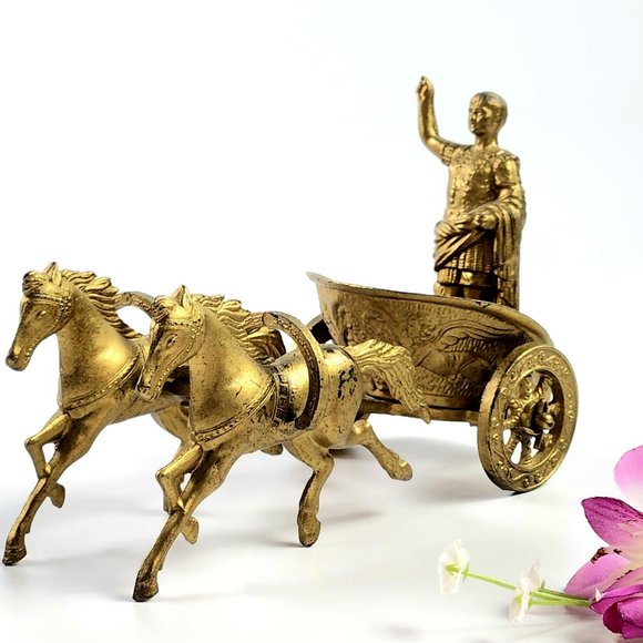 Vintage 1950's- Roman Chariot - Solid Brass - Ornate Design -7.5